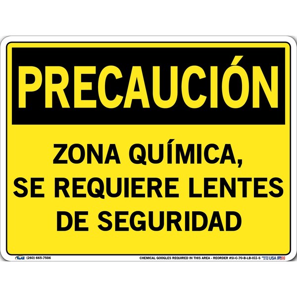 Vinyl Label Sign, 9-1/2" Height, 12-1/2" Width, Vinyl Label, Rectangle, Spanish
